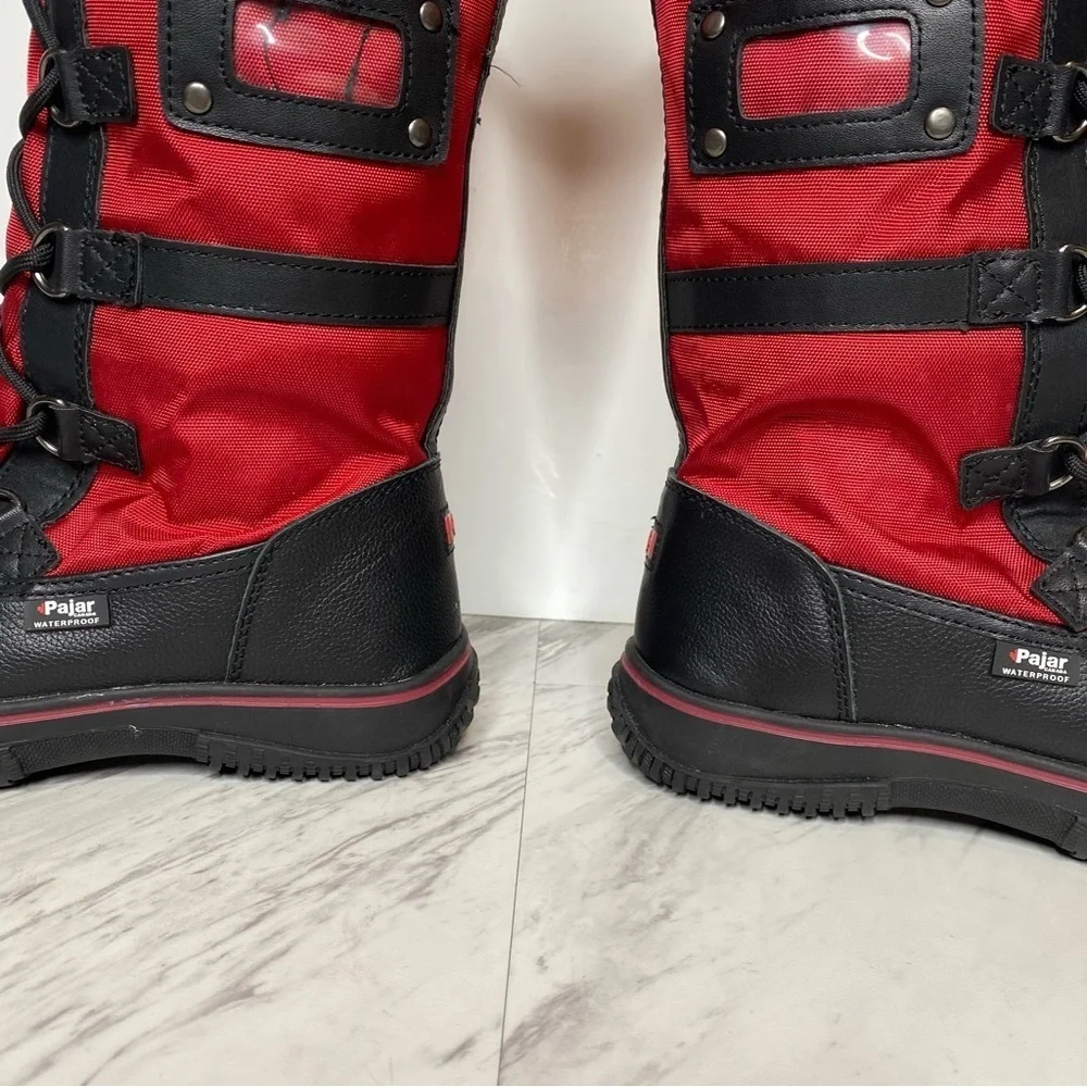 New! Pajar Grip Zip Red Lace Up Snow Boot 5 / 5.5